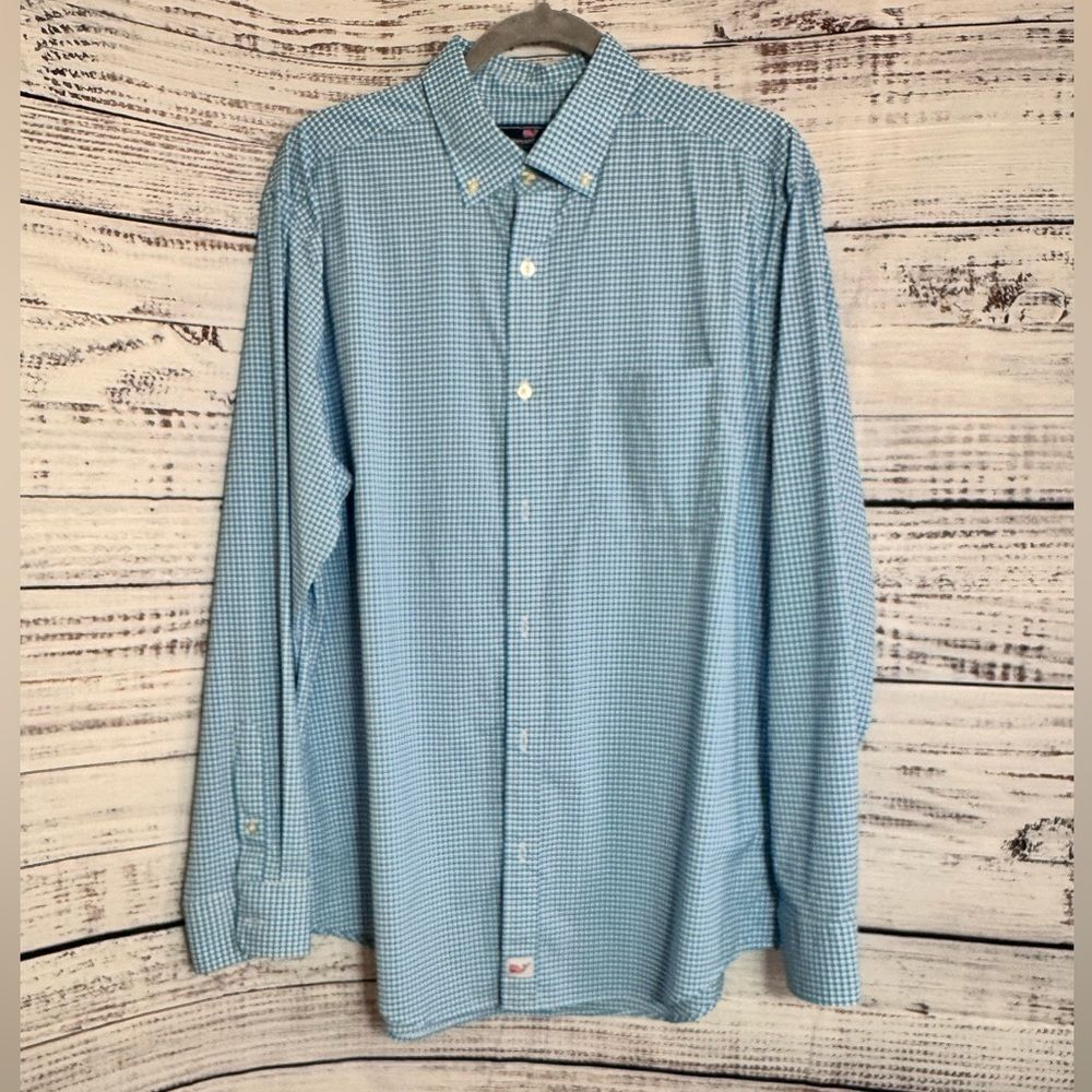 Vineyard Vines Shirt Mens Sz L Plaid performance Classic‎ Fit Murray Nylon Blend